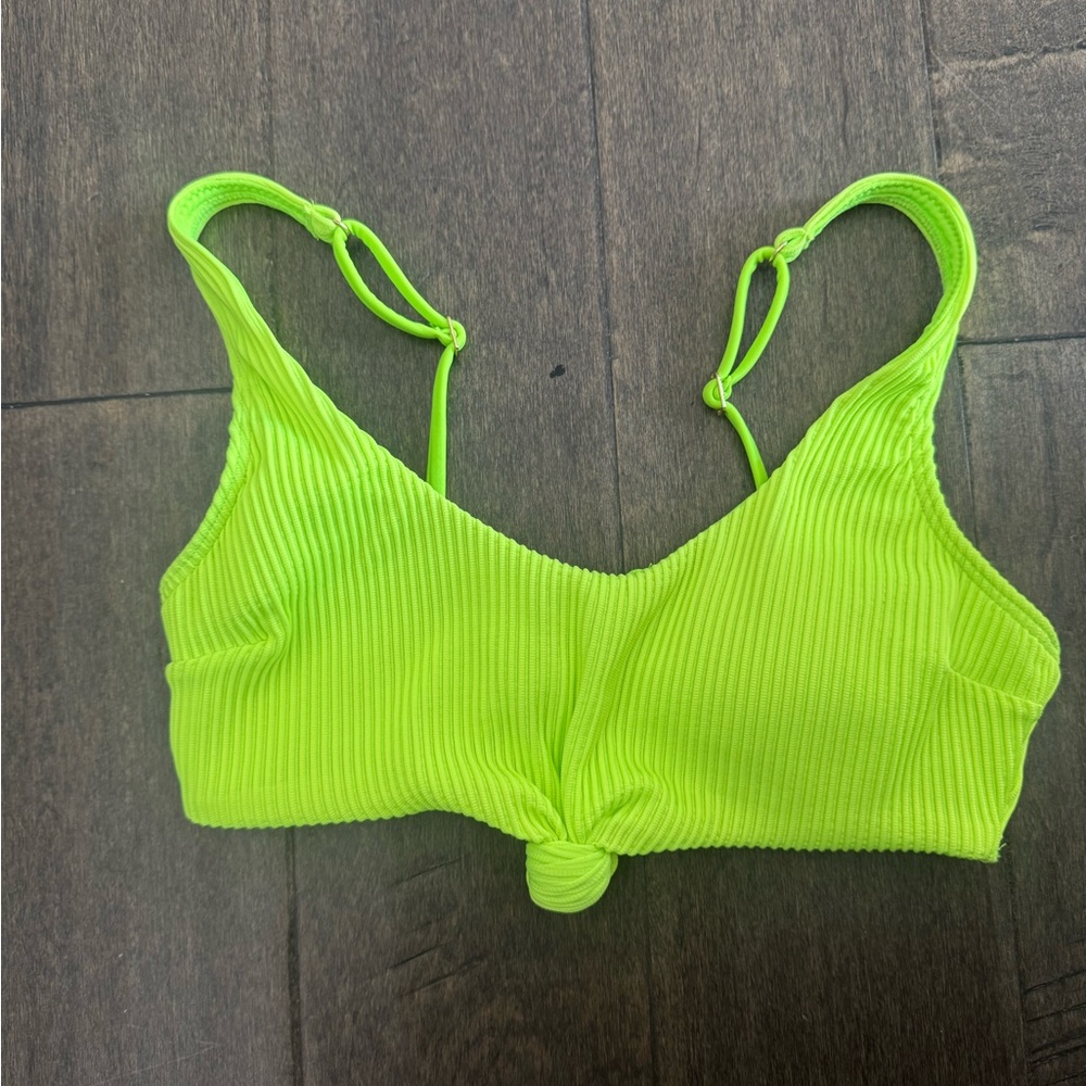 Hollister Bright Green Ribbed Bikini Top